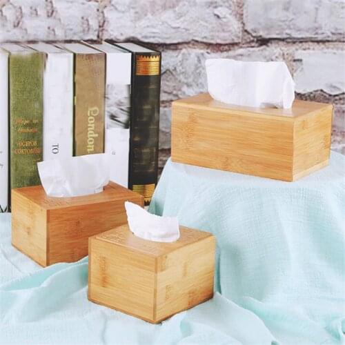 Retro Bamboo Tissue Box for Home Office Desktop Wooden Paper Towel Box Hotel Napkin Wood Holder Household Type Canister