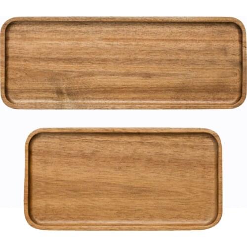 Acacia Serving Tray, Rectangular Solid Wood Flat Bottom Plate, Fruit Plate, Saucer, Tea Tray, Dessert Plate