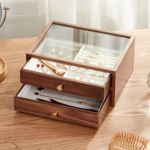 Jewelry Box Storage Box Solid Wood Drawer Style European Multi-Layer Wooden Jewelry Box