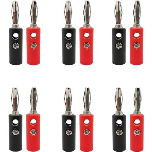 1/2/5Pair Black & Red 4mm Banana Plug Audio Speaker Wire Connector 4mm Banana Male Plug Screw Cable Adapter For Multimeter Probe