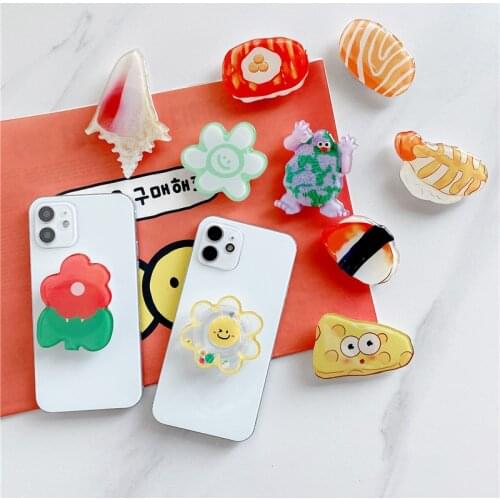 Cute 3D Smile Daisy Flower Folding Mobile Phone Grip Stand Holder For iPhone Samsung Huawei Cartoon Food Animal Bracket Griptok