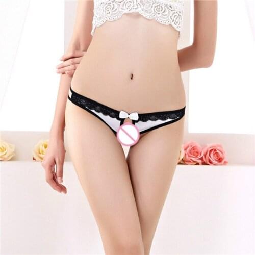 Open Crotch G String Women Pearl Lace Panties Sexy Lingerie Pink Thong Erotic Underwear Ladies Embroidery Crotchless Panty Sexi