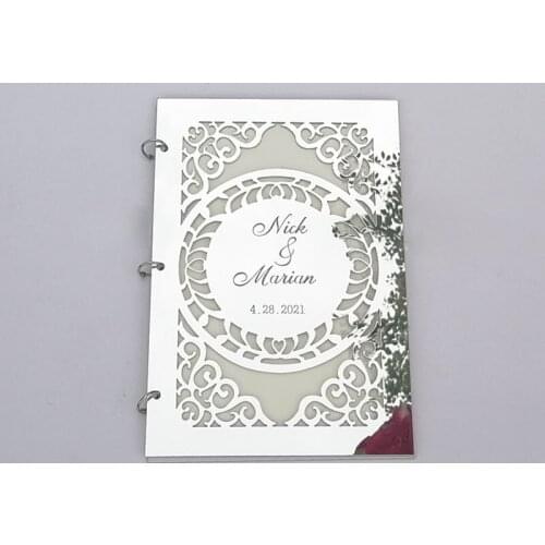 Wedding Custom Signature Guest Book Oval White Blank Inner Page Personalized Mirror Books Guest Gifts Party Decor Favor