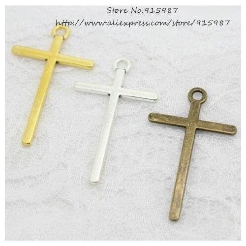 Sweet Bell Free shipping 40pcs/lot 28*46mm three Coloe Metal Alloy Religious Cross Charms Jewelry Pendant 4B668
