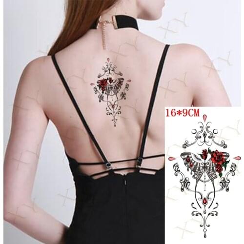 Waterproof Temporary Tattoo Sticker Crystal Diamond Butterfly Flash Tatto Moon Rose Art Arm Fake Sleeve Tatoos for Women Men