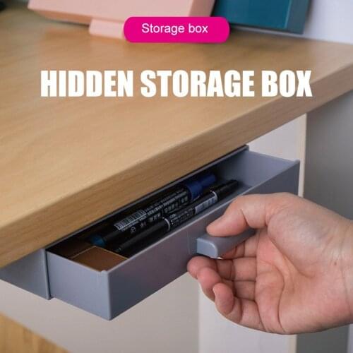 Hole Hidden Smiling Face Drawer Storage Box Office Desk Drawer Box Student Adhesive Stationery Pencil Invisible storage drawer