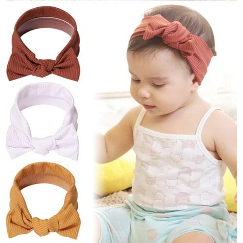 Yundfly 3 pcs/set Fashion Babes Floral Pattern Knotted Bows Hair Bands Pack Cotton Hairbands for Baby Girls Hair Accessories
