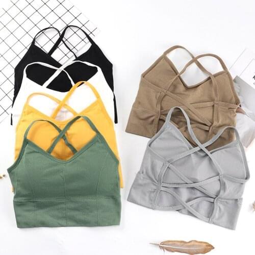 Tube Tops Sexy Bralette Wireless Sleeveless Bra Top Female Solid Brassiere 2021 Push Up Underwear Cross Back Top Vest Women