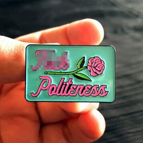 PUNK Styles Politeness Rose Flower Enamel Brooch Pin Backpack Hat Bag Lapel Pins Badges Women Mens Fashion Jewelry Accessories