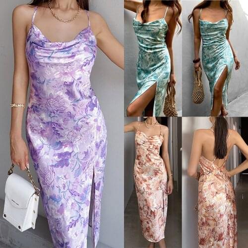 Sagace slim open back temperament European and American Style Sexy print womens suspender dress Платья 2021fashion