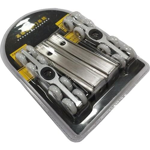 1 Set 2 PCS Stainless Steel Wooden Door 8 Nylon Wheels Sliding Door Mute Pulley Door Rollers Parts Wheel Furniture