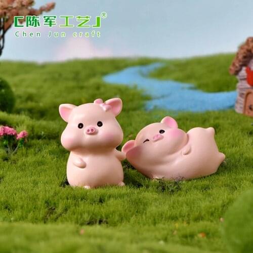 1 Piece Cute Pink Pig Pigs China Korean Model Statue Figurine Crafts Figure Ornament Miniatures Girl Home Room Decoration
