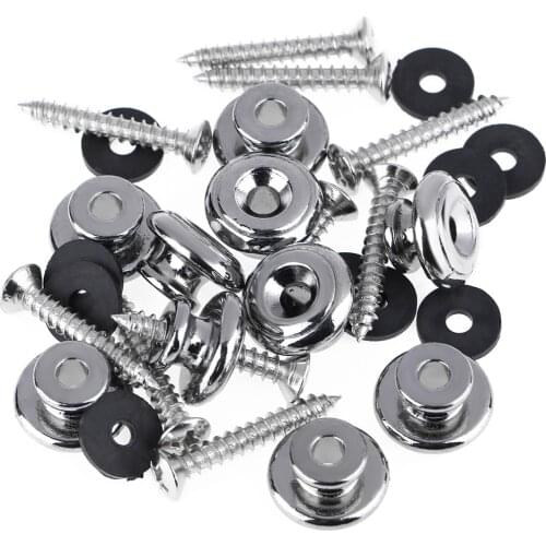 10Pcs/Lot Chrome Guitar Strap Buttons Strap Locks Metal Mushrooms Head End Pins Classical Nut Parts Lock Black Banjo Head Bass
