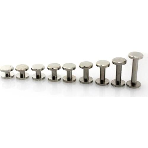 10pcs Cupronickle Binding Chicago Screws Nail Stud Rivets Flat Head For Photo Album Leather Craft Belt Wallet Fasteners 10mm Cap