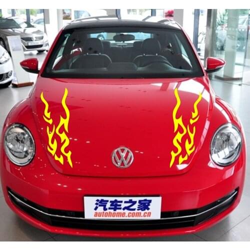 Car Decals Racing Fire Flames Blaze 6.5"x 24.5'' Vinyl Art Front Hood Stickers CG382 2pcs