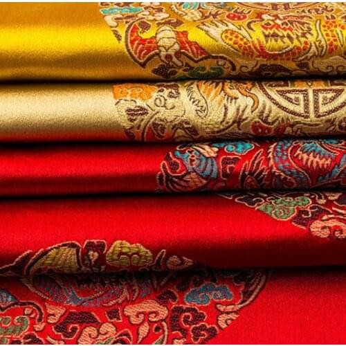 500cm*75cm Dragon group imitation silk brocade fabrics cushions packing cloth wedding dress party clothing diy Costume fabric