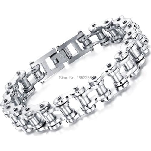 8.46'' 13mm Pure Stainless Steel Motorcycle chain design Link Bracelet Women Men Gifts Never Fade