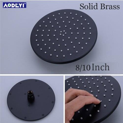 AODEYI Matte Black Brass Rainfall Shower Head 8 10 inch Round or Square rainfall bath panel 03-066