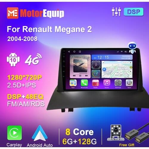 Android 10 Car Radio For Renault Megane 2 2004-2008 Multimedia Video Player GPS 2din Stereo DVD with Frame Android Auto Carplay