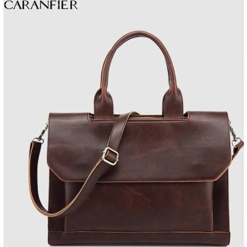 CARANFIER Mens Bags PU Leather Men Briefcase Male Business Messenger Laptop Bag Casual Handbags Shoulder Travel Crossbody Bags