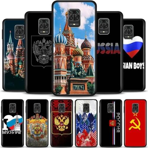 Phone Case for Xiaomi Redmi Note 10 Pro Max India 5G K40 Plus 9 9s 8T 8 Pro 7 8A 9A 9C 9T 9i 9 Black Cover Russian Flag Vintage