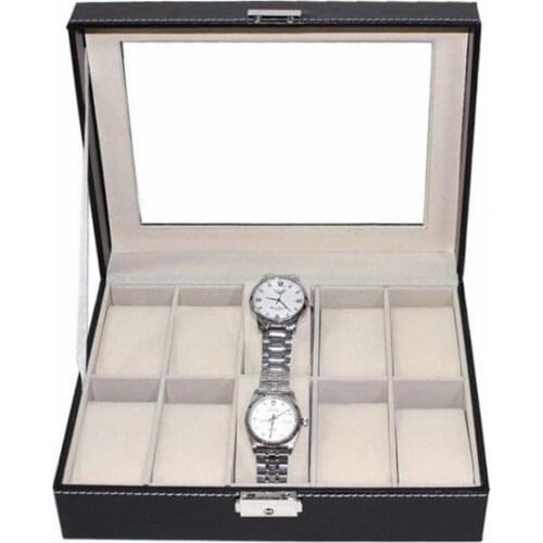 Watch Box Case Organizer Display for Men Jewelry Storage Holder 10 Slots