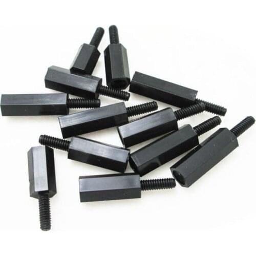 Black plastic support column plastic hexagon isolation column nylon spacer column m2m2.5m3m4，One hundred in a bag