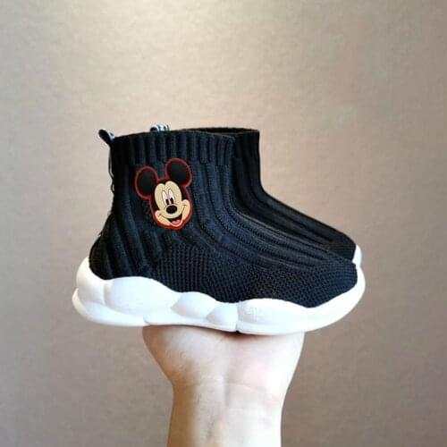 Disney childrens cartoon Minnie Mickey plus velvet warm short boots cotton shoes boys and girls baby casual shoes