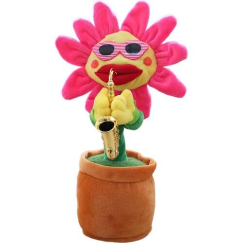Electric Toys Singing and Dancing Flowers Saxophone Sunflower Net Celebrity Funny Childrens Toy Girl Fully Filling PP Cotton