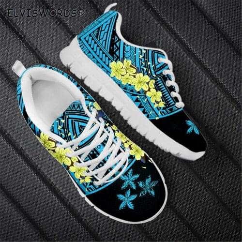 ELVISWORDS Traditional Polynesian Plum Pattern Stylish Womens Sneaker Flats Comfortable Adult Sports Shoes zapaotos de mujer