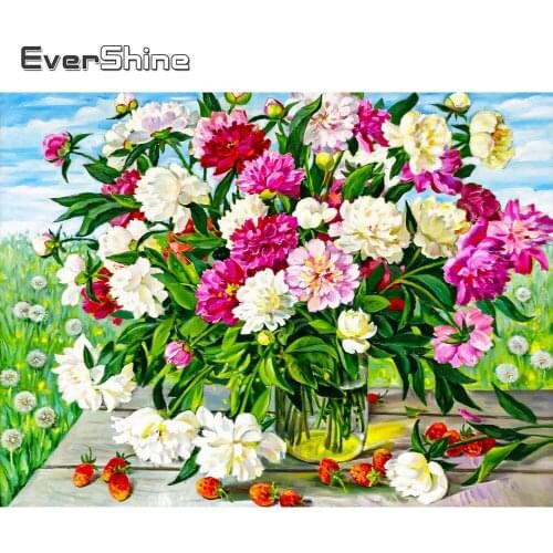 Evershine 5D DIY Diamond Embroidery Peony New Arrival Diamond Painting Rose Flower Cross Stitch Mosaic Art Wall Decoration