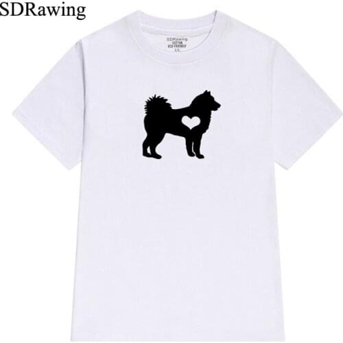Alaskan malamute print cotton t shirts for women dog lover Graphic Tees Hipster Tumblr Cozy summer tops drop shipping
