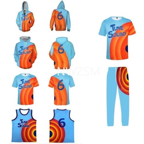 Space-Jam Basketball Jersey Tune-Squad #6 James Top Shorts Goon Squad Costume Movie A New Legacy Basketball Uniform