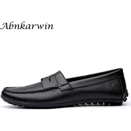 Men Loafers Shoes Genuine Leather Italian Style Slip On Moccasins 2021 Soft Casual Flat Driving Mocassin Homme Mocasines Hombre