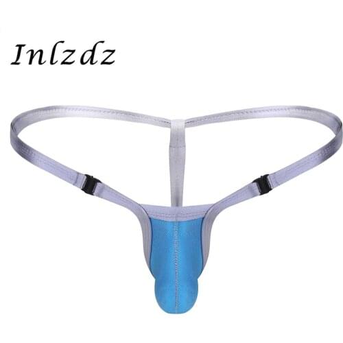 Mens Lingerie G-String Thong Underwear for Sex Free Buckle Low Rise Stretchy Sexy Bikini G-string Gay Panties with Bulge Pouch