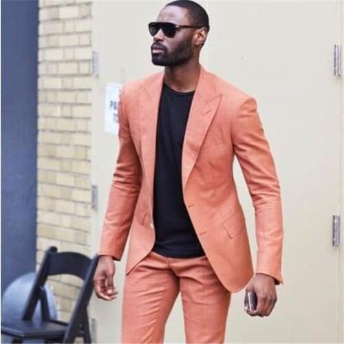 Two Buttons Peaked Lapel Men Suits 2Pieces(Jacket+Pants+Tie) Latest Designs Custome Homme Tuxedos Handsome Slim Blazer 447