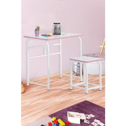 Table Stool Set Child Teenage Working Table And Stool Pink White