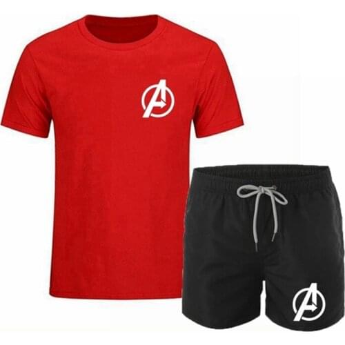 2021 Summer New Mens leisure Sports T-shirt and Shorts Set, Sports Jogging Set