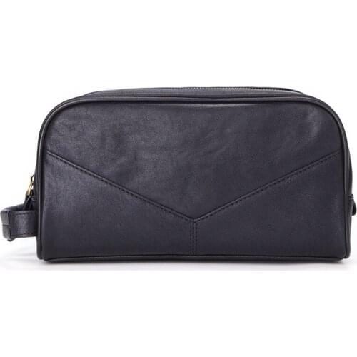 New Genuine Leather Women Cosmetic Bag Men Travel Wash Storage Bag Organizer Makeup Cases Beauty Toiletry Kit Wash Storage Bags