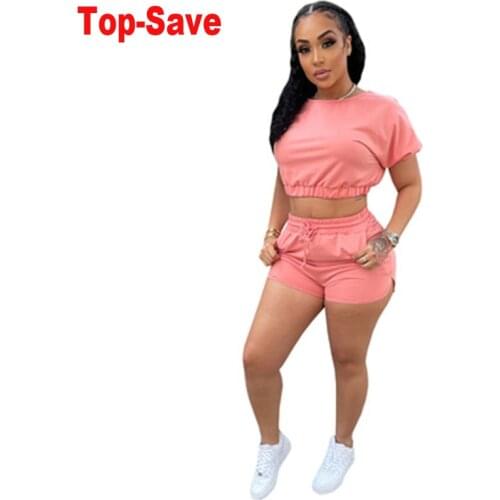 Solid Color Casual Sports Jogging Shorts Women Two Piece Set Workout Fashion Short Sleeve Clubwear Ladies Vintage Matching Sets