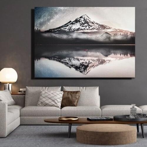 Landscape Poster Snow Mountain Lake Beauty Volcano Canvas Painting Wall Art Picture For Living Room Modern Nature Home Decor