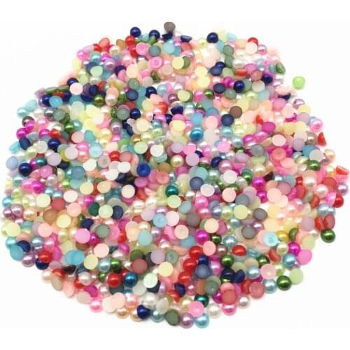 50g(3000pcs 4mm Brights Mixed Half Round Pearls Scrapbooking Flatbacks Embellishments DIY Nail Decorations Crafts For Cardmaking