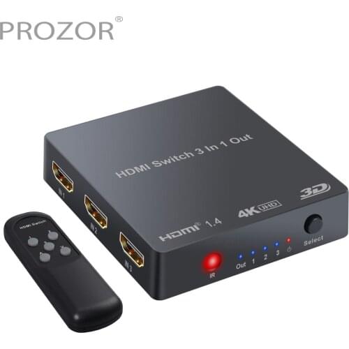 PROZOR 3 Port HDMI 1.4 Switch Switcher Support Ultra HD 4K x 2K@30hz & 3D With Remote Control for PS3 PS4 Laptop Projector HDTV