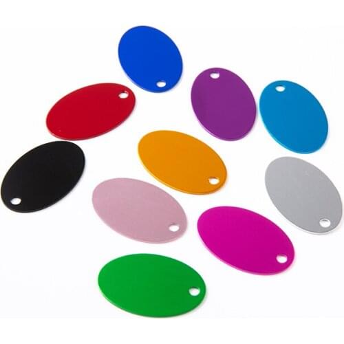 Blank 20Pcs Oval Customized Dog ID Tags Name Tags For Puppies Dog Anti-Lost Pet Nameplate For Dogs Aluminum Engraving Tags