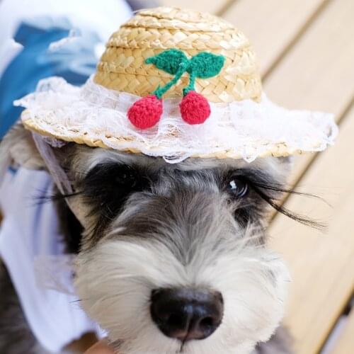 Straw Girl Dog Hats Summer Spring Sun-proof Pet Hair Accessories Party Wedding Cat Puppy Funny Grooming Chihuahua Poodle Goods