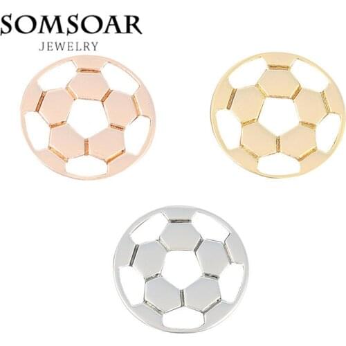Somsoar Jewelry Soccer Slide Charms fit on charm Bracelet Keys for Reversible Leather Wrap Bracelets Handmade Jewelry 10pcs