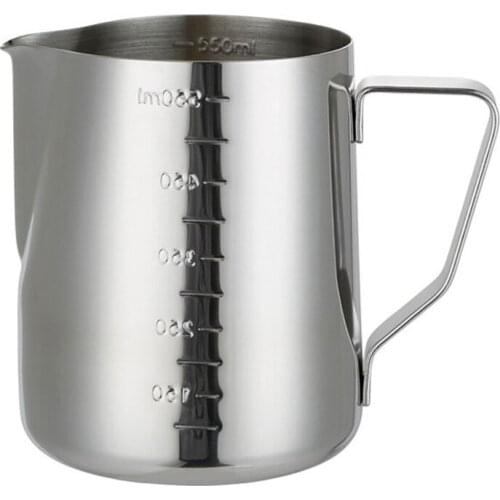 Stainless Steel Frothing Cup & Measuring Cup, Milk Frothing Pitcher For Latte Art - Measurements Outside