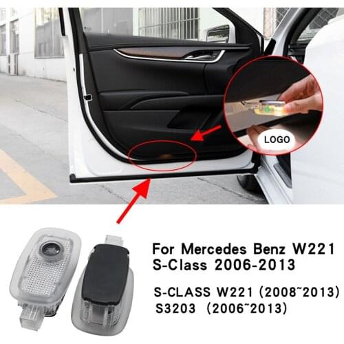 2pcs LED Car Door Welcome Lights Courtesy Laser Projector Light For Benz S W221 CL-class Iron Lid LED Logo Ghost Shadow Light