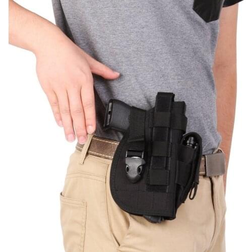 Universal Right Hand Gun Holster Concealed Tactical Belt Holster Molle Airsoft Nylon Bag Hunting Accessories for Most of Pistol