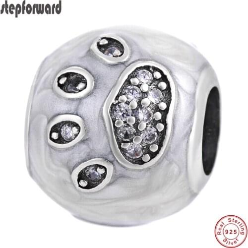 High Quality DIY Enamel White Cute 925 Sterling Silver I love Dog Footprint Charm